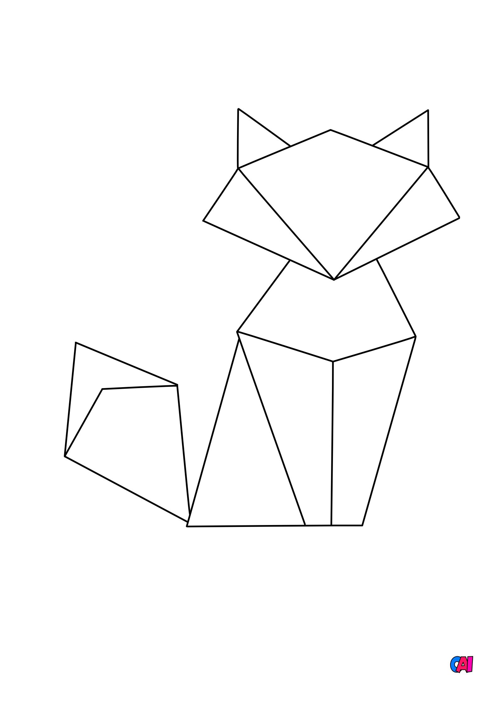 Animal Géométrique Simple Dessin Facile Coloriage Animaux géométriques à imprimer - Renard 2
