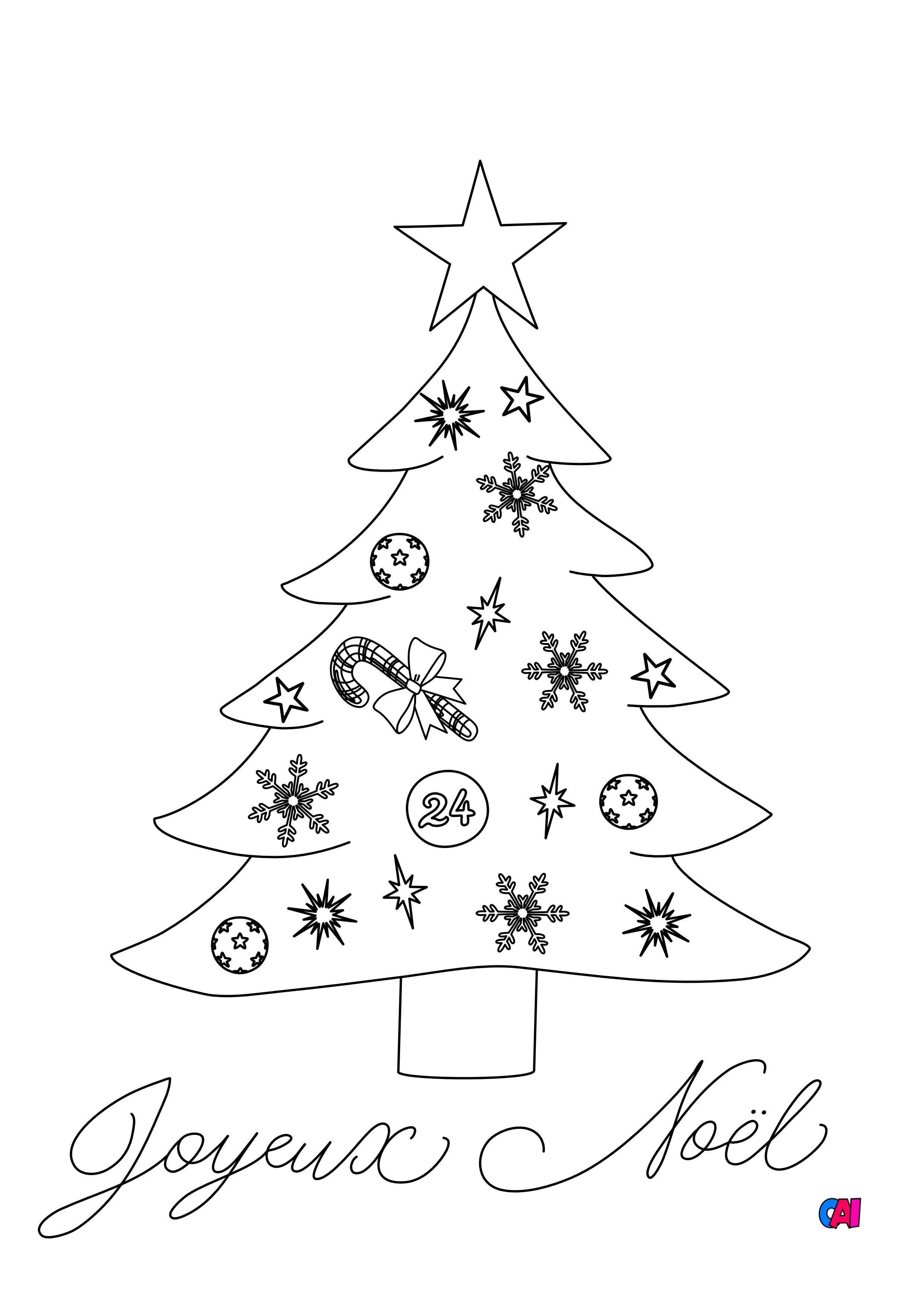 Coloriage De Noel A Imprimer Sapin Joyeux Noel