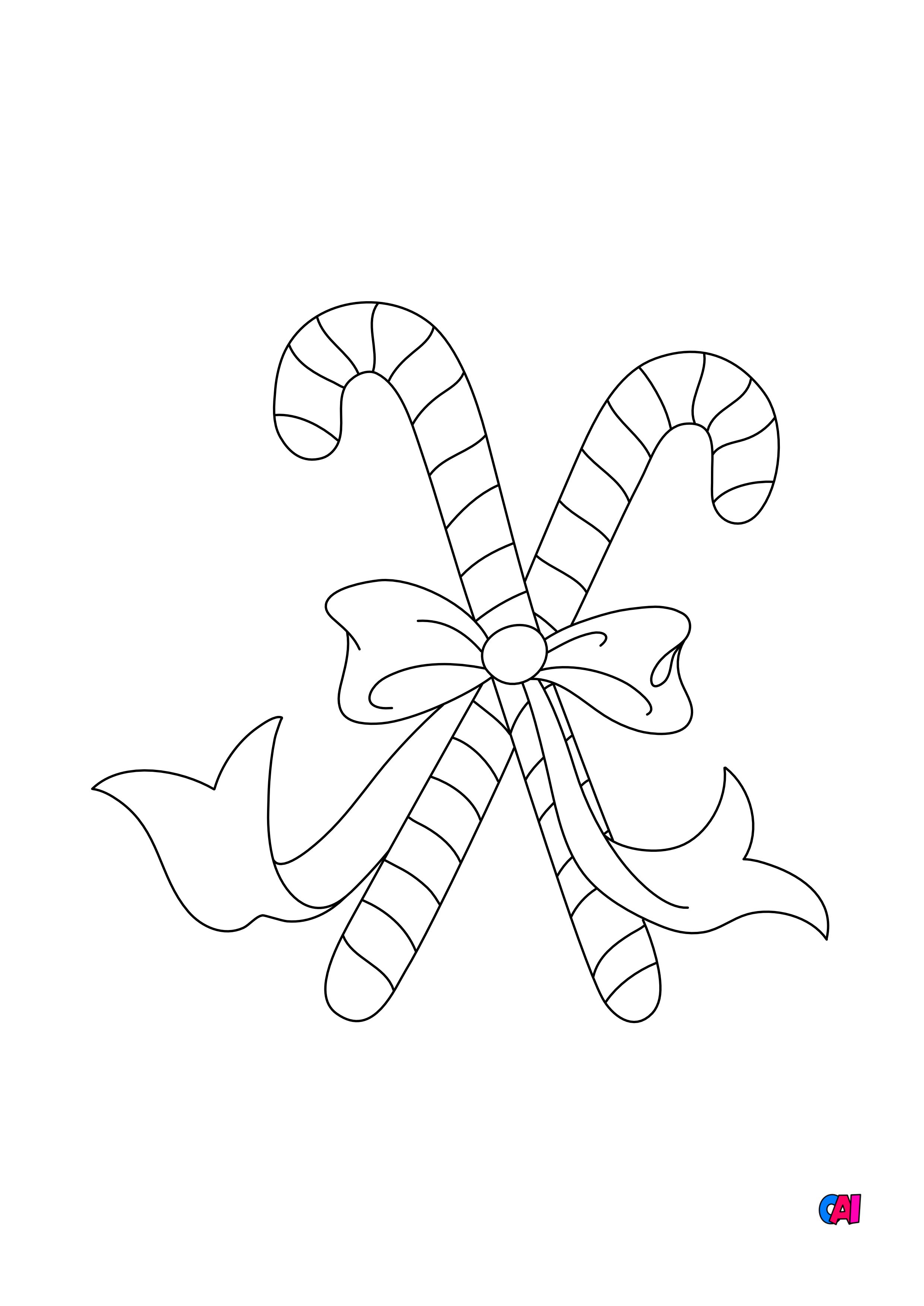 Coloriage Sucre D orge à Imprimer Coloriage de Noël à imprimer - Sucres d'orge de Noël enrubannés